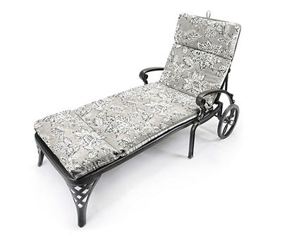 Adair Fitch Gray Floral & Stripe Reversible Outdoor Chaise Cushion
