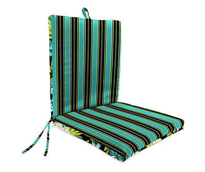 Anya Tropical & Stripe Reversible French Edge Outdoor Chair Cushion