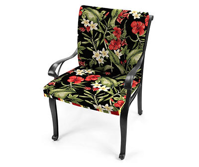 Killian Rojo Tropical Floral & Stripe Reversible Outdoor Chair Cushion