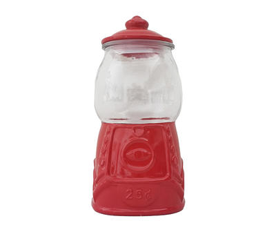 Red Gumball Machine Glass Tabletop Decor