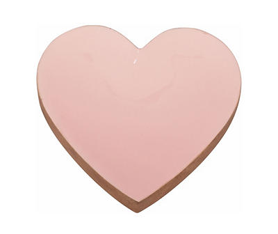 Pink Heart Wood & Enamel Trinket Tray