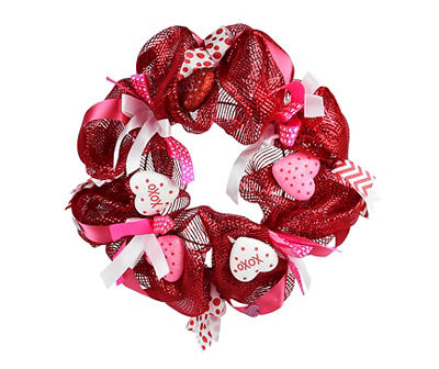 18" Candy Heart & Ribbon Wreath