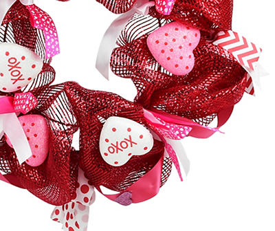 18" Candy Heart & Ribbon Wreath