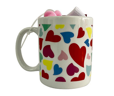 Multi-Color Heart Mug & Socks Gift Set