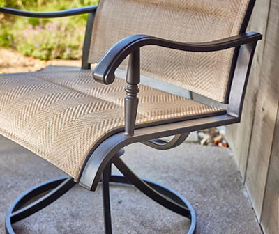 Hartford Beige Padded Swivel Patio Chairs, 2-Pack