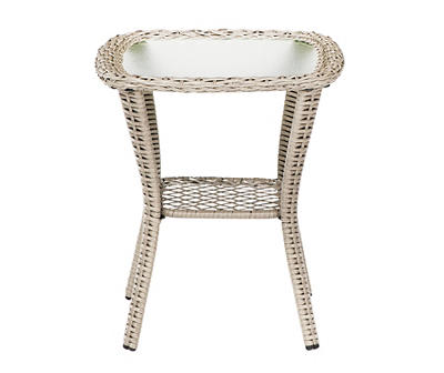 Bancroft Taupe Wicker Patio Side Table