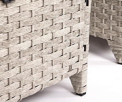 Bancroft 3-Piece Wicker Cushioned Patio Sofa & Ottoman Set with Navy Cushions