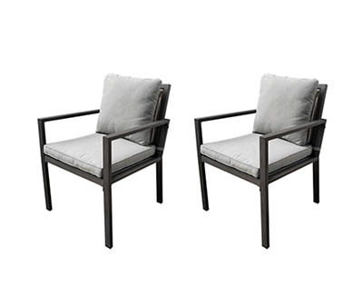 Wiltshire Wicker & Metal Cushioned Patio Dining Chairs, 2-Pack