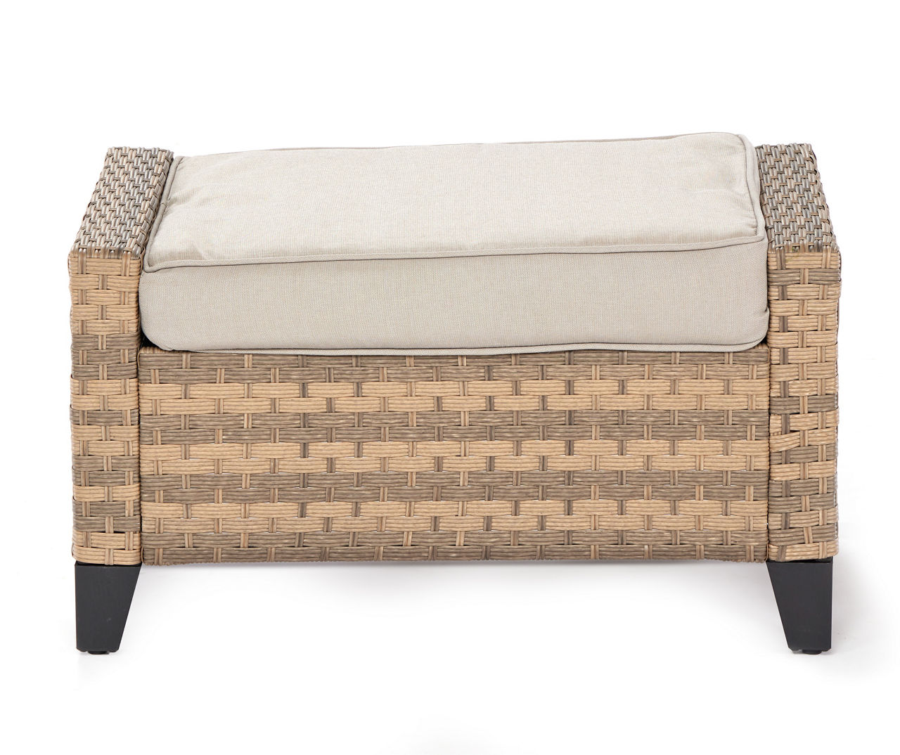 San Marino Tan Wicker Cushioned Patio Ottoman | Big Lots