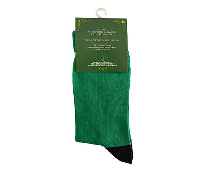 Green & Black Buckle Crew Socks
