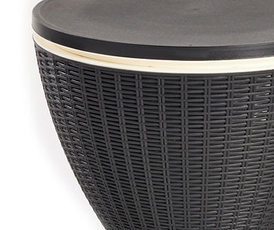 Dark Brown Wicker-Look Round Plastic Cooler Table