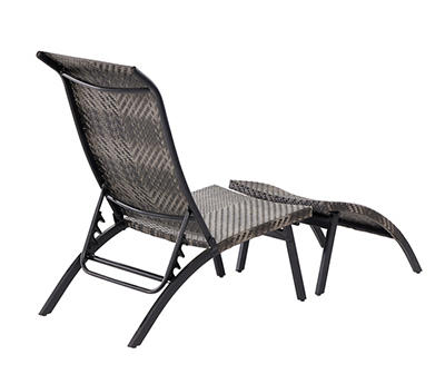 Gray Wicker Patio Folding Chair & Ottoman Set