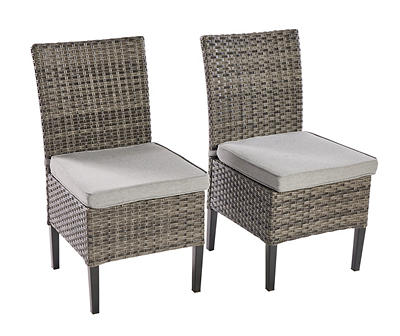 Eagle Brooke Gray Wicker Cushioned Patio Chairs, 2-Pack