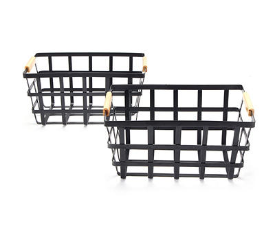 Black Metal Storage Baskets, 2-Pack