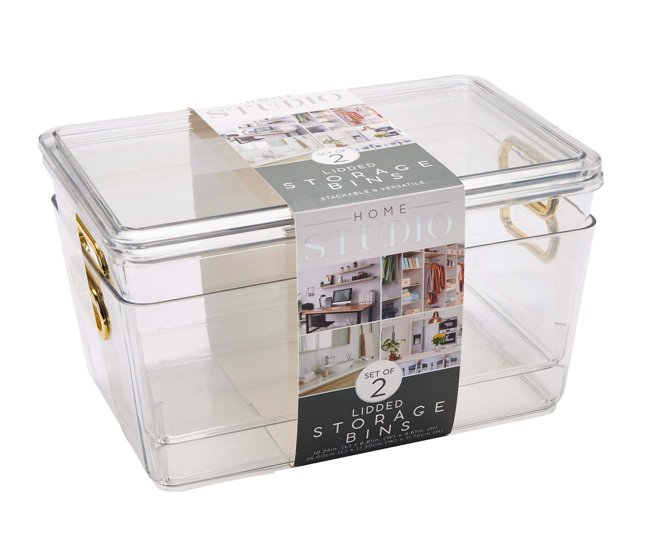 Clear Acrylic Storage Bins With Lids, 2-Pack