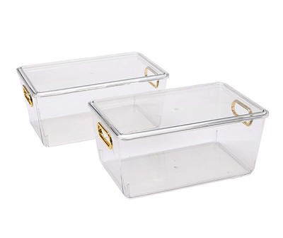 Clear Acrylic Storage Bins With Lids, 2-Pack