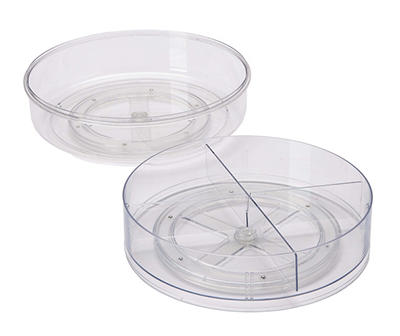 Clear Acrylic Round Turntable Storage Bins, 2-Pack