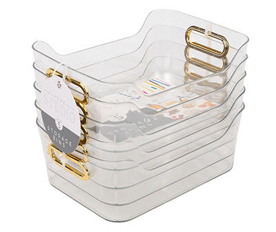 Clear Acrylic Open Storage Bins, 5-Pack