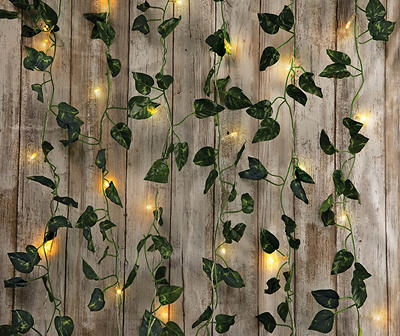 Warm White Vine LED Solar Curtain Light Set, 66-Lights