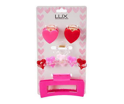 Pink & Red Hearts 4-Piece Claw Clip Set