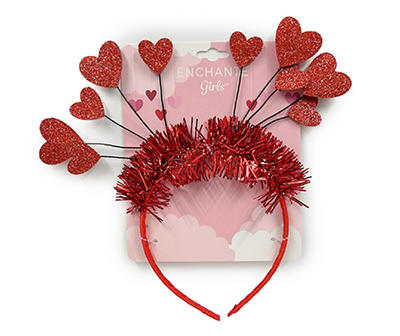 Red Valentine's Day Glitter Hearts Headband