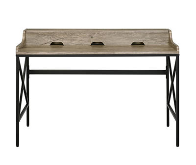 Corday Gray Wood Writing Desk with USB Charing