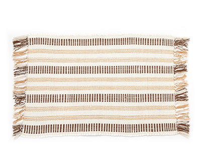 Brown & Tan Stripe Chindi Accent Rug, (2' x 3')