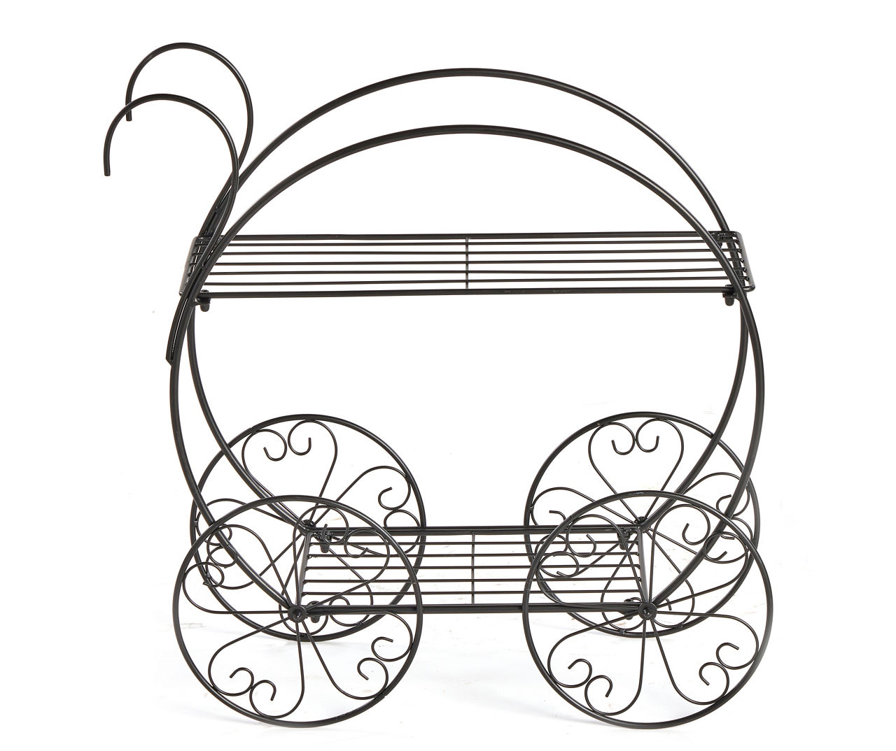 Black Metal 2Tier Plant Stand with Wheels Big Lots