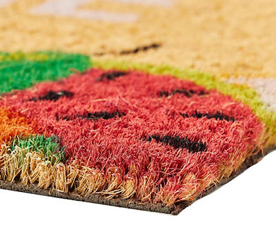 "Welcome" Red & Tan Fruit Coir Doormat
