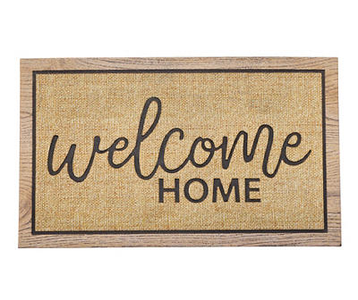 "Welcome Home" Tan & Black Burlap Doormat