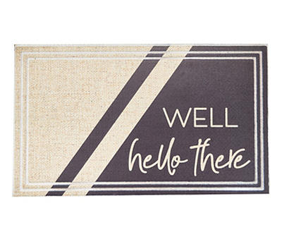 "Well Hello There" Black & Ivory Doormat