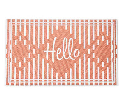 "Hello" Peach Geometric Doormat