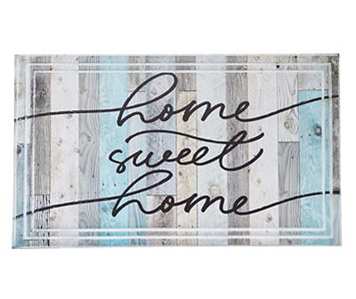 "Home Sweet Home" Blue & Gray Wood Look Doormat