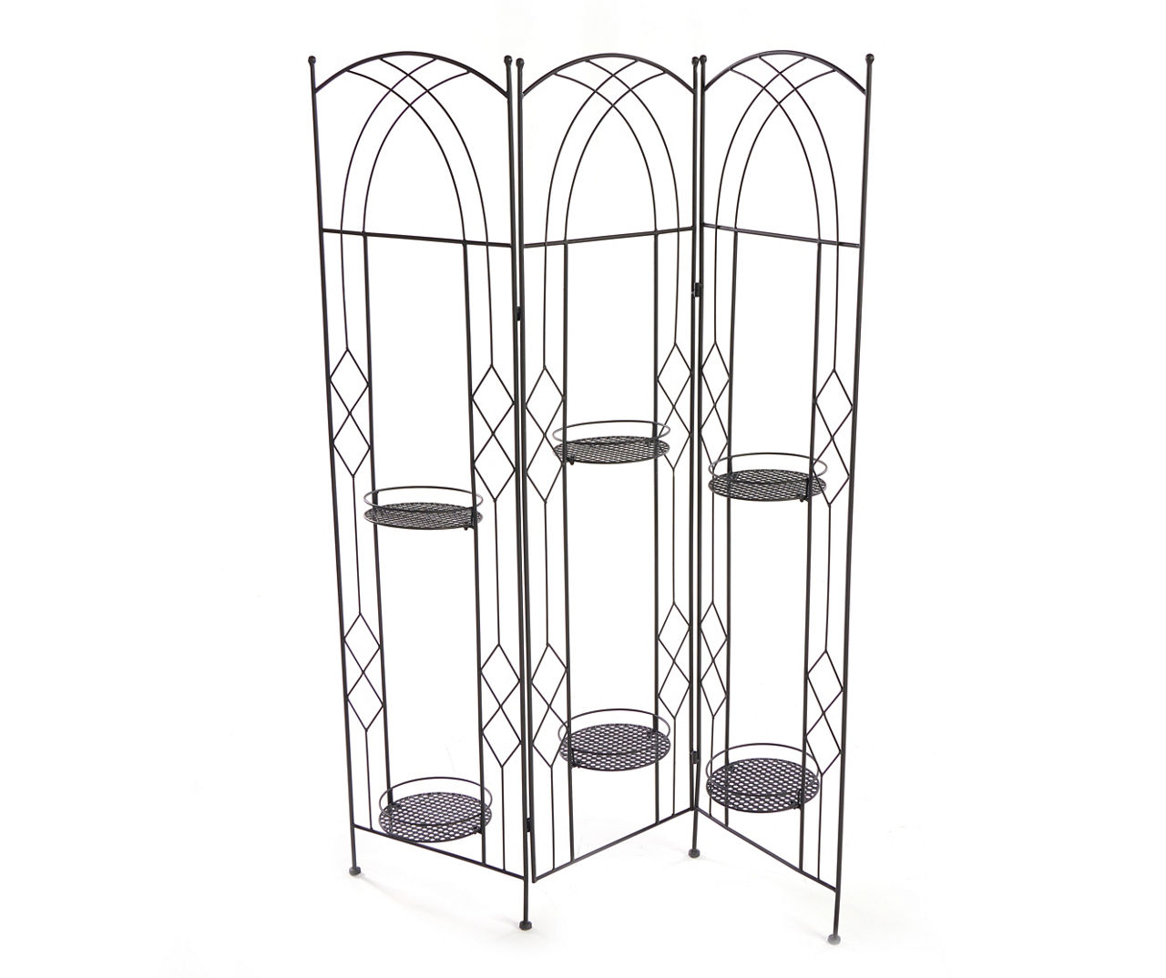 58" Black Metal Plant Stand & Folding Screen Big Lots