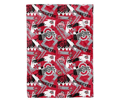 Ohio State Buckeyes Red & Gray Streak Plush Throw, (50" x 70")