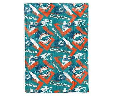 Miami Dolphins Aqua & Orange Streak Plush Throw, (50" x 70")