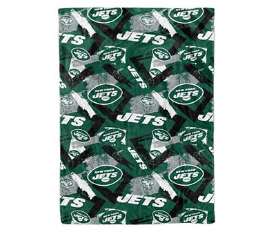 New York Jets Green & Black Streak Plush Throw, (50" x 70")
