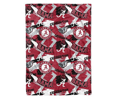 Alabama Crimson Tide Red & Gray Streak Plush Throw, (50" x 70")