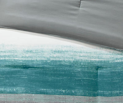 Seth Aqua & Gray Paint Stroke California King 9-Piece Comforter Set