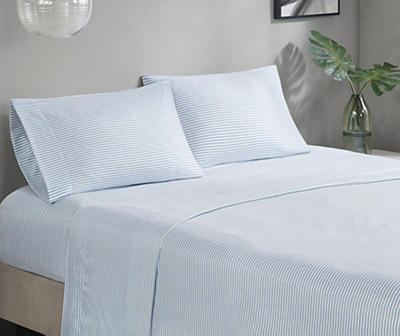 Ryder Blue & Gray Stripe Queen 7-Piece Comforter Set