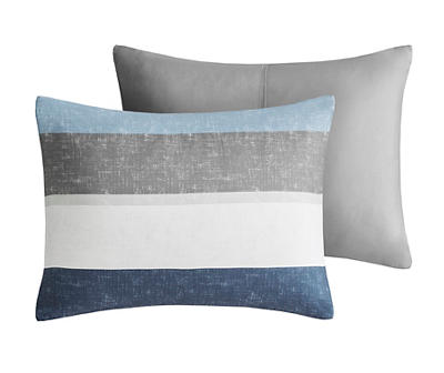 Ryder Blue & Gray Stripe Full 7-Piece Comforter Set