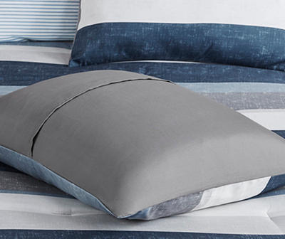 Ryder Blue & Gray Stripe California King 7-Piece Comforter Set