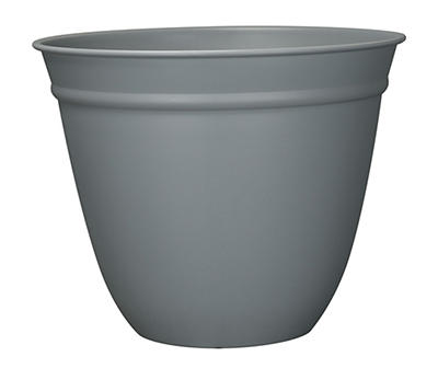 9.8" Gray Bell resin Planter with Tray