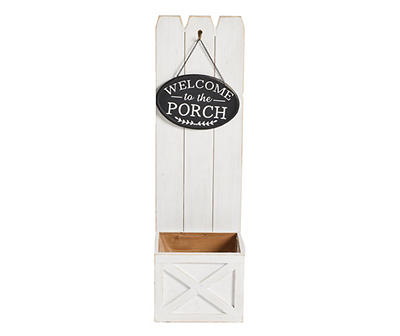 "Welcome To Our Porch" White Plank Planter Stand