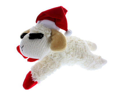 Santa Lamb Chop Plush Dog Toy, (6")