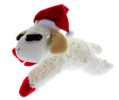Santa Lamb Chop Plush Dog Toy, (10")
