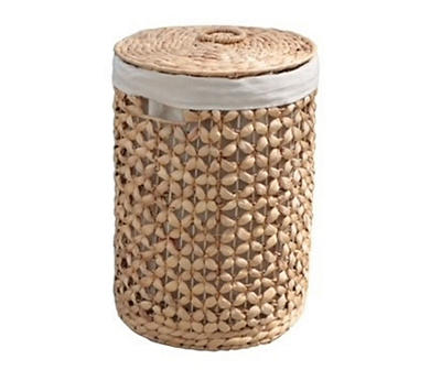 Small Water Hyacinth Round Laundry Hamper With Lid