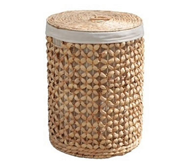 Large Water Hyacinth Round Laundry Hamper With Lid
