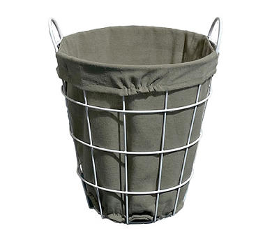 Gray & White Open Wire Frame Round Wastebasket