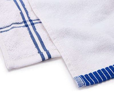 Simply Bold Bright White & Blue Monstera 2-Piece Hand Towel Set